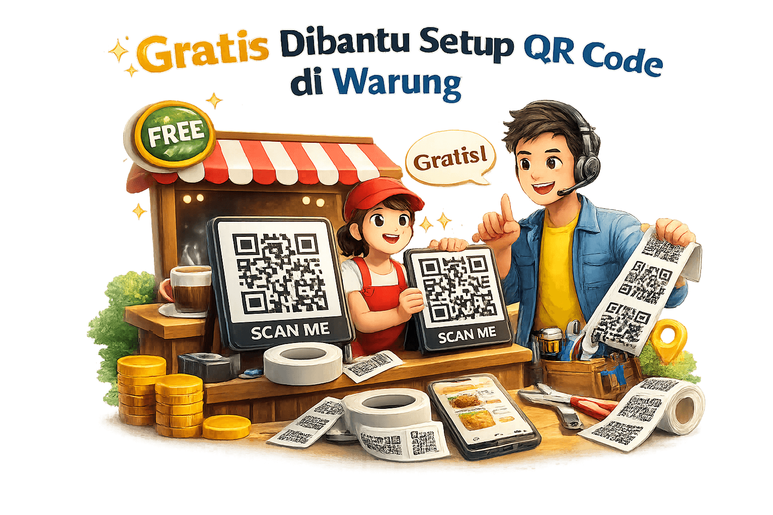 Gratis dibantu setup QR Code di warung